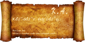 Kádár Adrián névjegykártya